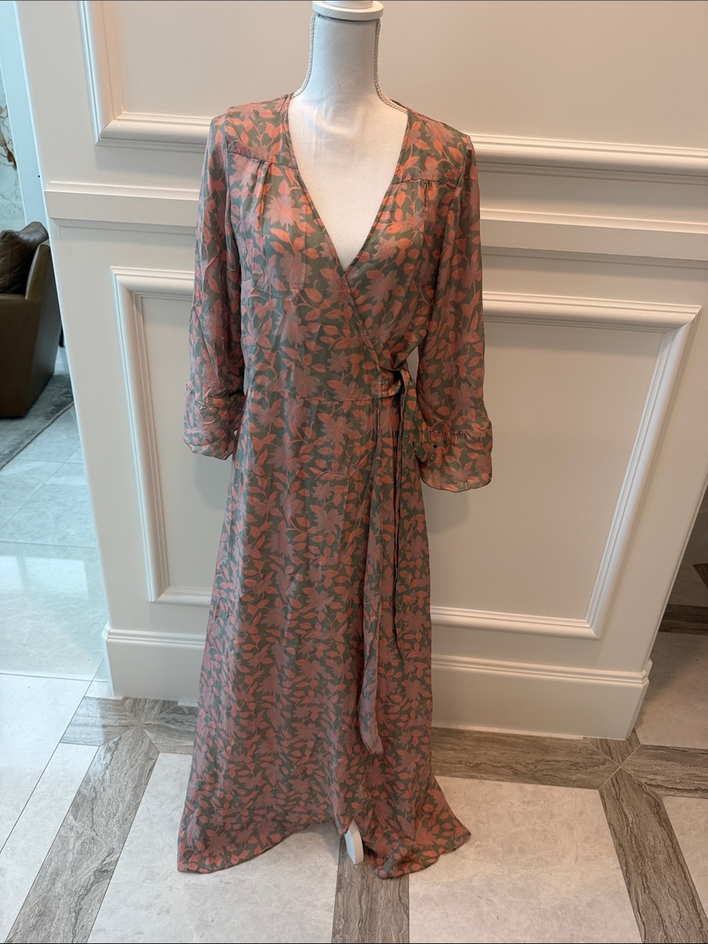 Floral Wrap Maxi Dress - Dusty Rose & Sage